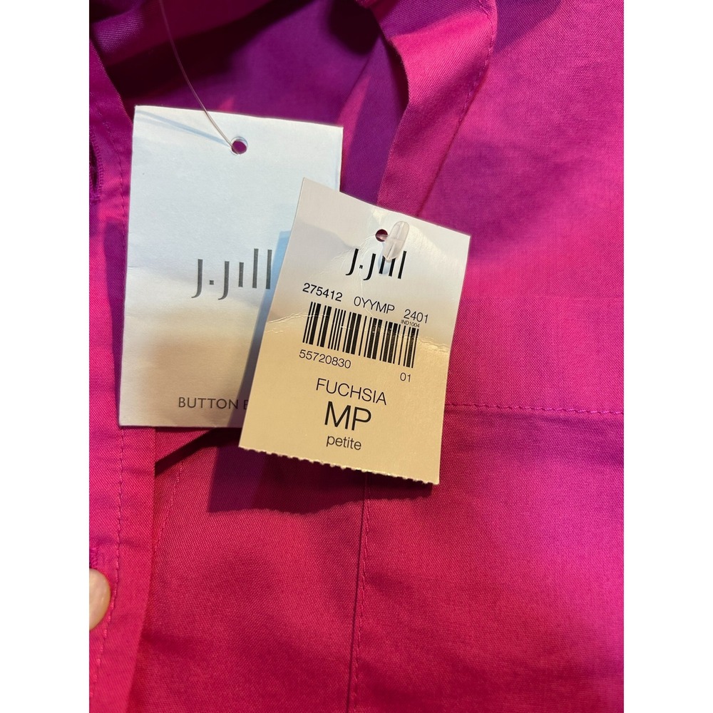 J Jill Pink Button Front Long Sleeve Pocket Shirt Women's Size Petite Med NWTags - Picture 8 of 10